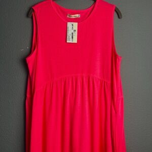 Southern Stitch Sleeveless Maxi Dress Pockets Casual Hot Pink Sundress Size L‎